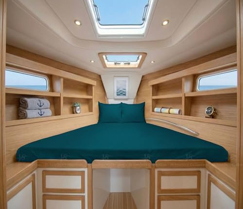 JS Sanders V Berth Boat Sheet 1 Pcs 600 TC Egyptian Cotton, Teal