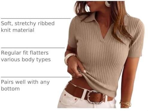 PRETTYGARDEN Women's Short Sleeve Sweater Polo Shirts