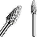 Carbide Burr Set 1/4" Shank SF-3 Die Grinder Bits Tungsten Double Cut Burr Bits (3/8" Cutter Dia X 0.84" Cutter Length) for Die Grinder Kits Metal Grinding Drilling Polishing (1pcs)