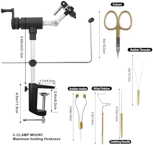 Aventik MicroGrip II Generation Rotary Fly Tying Vise – Complete Vise, Tools & Materials for Professional-Quality Flies (MicroGrip Pro Kit)