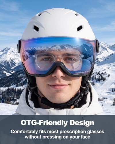 Odoland Ski Helmet with 2-in-1 Visor Goggles, Lightweight for Men Women