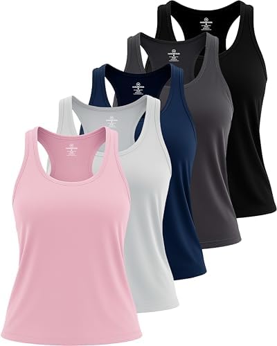 5 Pack Women's Dry Fit Tank Tops Sleeveless Athletic Workout Gym Yoga