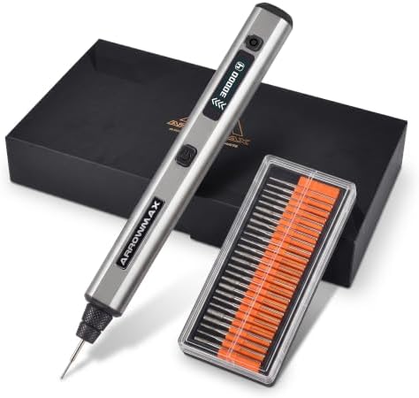 ARROWMAX Engraving Pen for Metal Wood Glass Plastic with OLED, 30000 RPM