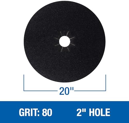 Mercer Industries 430080 Silicon Carbide Floor Sanding Disc, Cloth Back, 20" x 2" Hole, Grit 80X, 20-Pack