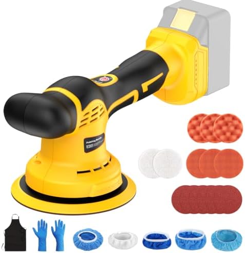 Cordless Car Buffer Polisher kit Compatible with DEWALT 20V Battery(No Battery), 6 Inch 9 Speed Orbital Polisher, 1800-7200RPM, for Car Boat Waxing/Scratch