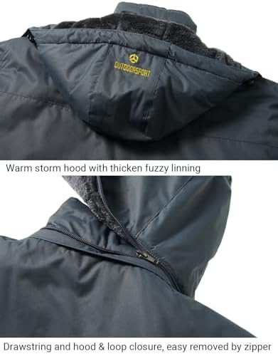 Men's Winter Ski Jacket Warm Fleece Waterproof Outdoor Mountain Hiking Windbreaker Hooded Snow Rain Coat
