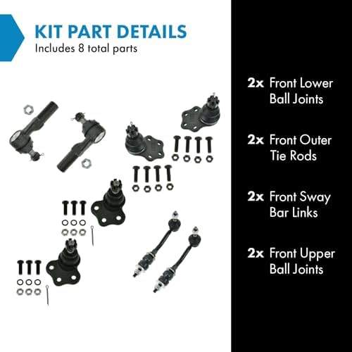 TRQ Front Steering & Suspension Kit Ball Joint Sway Bar Stabilizer Link Tie
