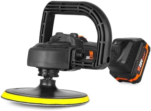 WEN 20V Max Cordless 7-Inch Variable Speed Rotary Polisher and Waxer Kit with 4Ah Battery, Charger, and Polishing Pads (20877)