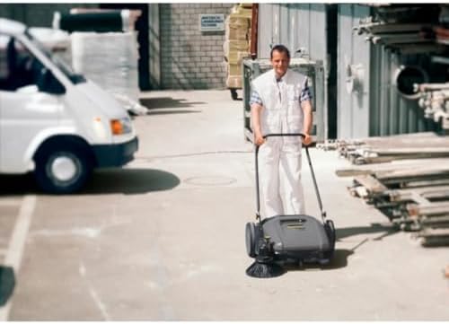 Kärcher Pro Walk Behind Outdoor Push Sweeper, KM 70/20 C, 1 Bristle Brush - 28" Working Width, 12 Gallon, Heavy Duty Broom - for Commercial Use in Warehouses, Workshops, and More