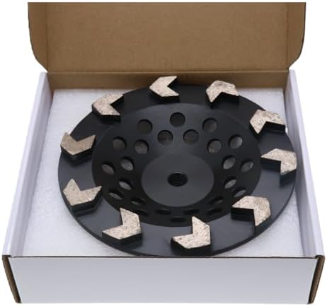 High Performance Diamond Grinding Cup Wheel, 7’’ Aggressive Arrow Segment Grinding Wheel for Concrete Thin Epoxy Coating Removal, 5/8"-11 Arbor, 30/40 Grit, 10 Segments