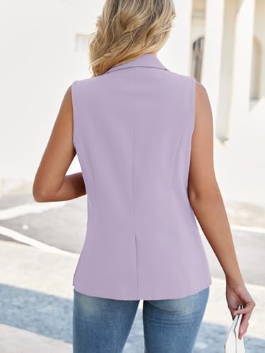 Mina Self Women's Sleeveless Vest Tops Open Front Lightweight Blazer Jacket