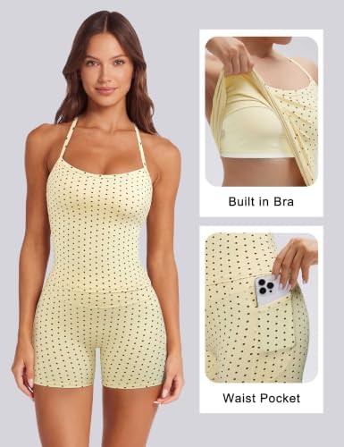 SUUKSESS Women 2 Piece Workout Sets High Waisted Biker Shorts with Pockets Built in bra Racerback Tank Tops
