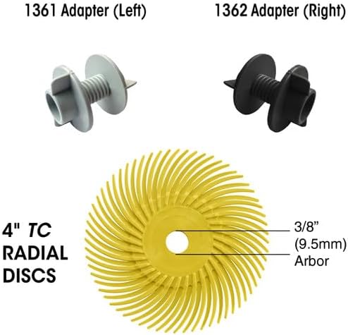 Dedeco Sunburst Radial Bristle Discs 4" x 1/2" Curved - Light Green 14000 Grit (Ultra-Fine 1 Micron) - Aluminum Oxide (TC Series) for Polishing & Finishing 1/Unit