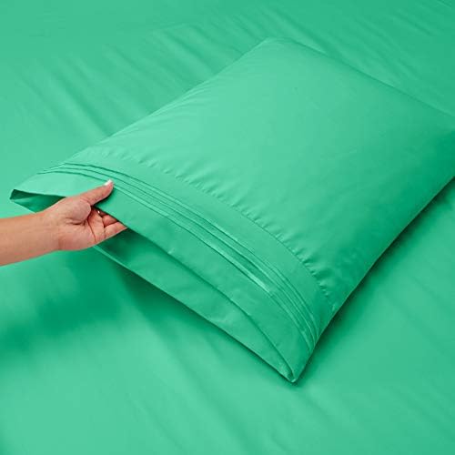 Hearth & Harbor Twin Size Sheets - 3 Piece Bed Sheet Set, Hotel Luxury Double Brushed Bed Sheets - Extra Soft Bedding Sheets & Pillowcases, Twin, Mint Green