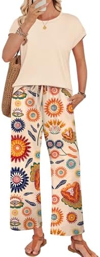 WIHOLL Two Piece Sets for Women Summer Spring Outfits Lounge Sets Beach Vacation Clothes Airport Travel Matching Clothing