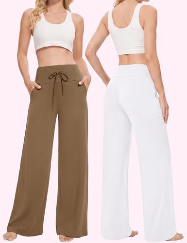 Showitty Wide Leg Pants for Women with Pockets, High Waist Yoga Lounge