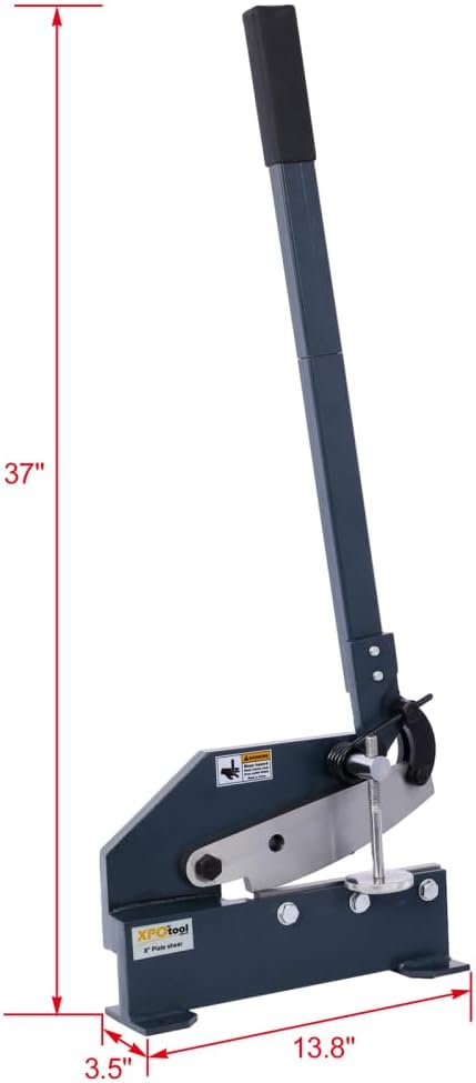 Metal Shears, Heavy-Duty Sheet Metal Cutter for Industrial Use, Hand Plate Shear, High Carbon Steel Blade, Effortless Cutting, Shrinker Stretcher Compatible, Workbench Mountable (8-Inch)