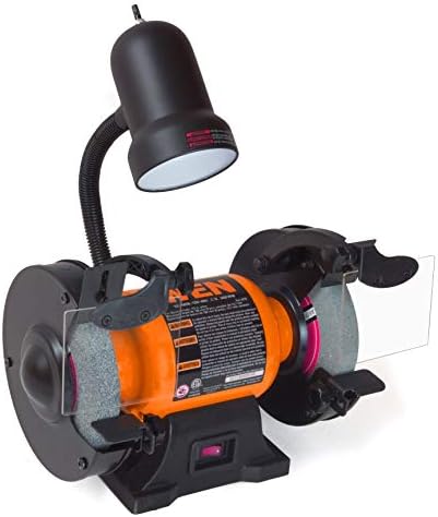 WEN BG4276 2.1-Amp 6-Inch Single Speed Bench Grinder with Flexible Work Light, Black,orange