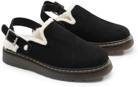 Athlefit Women's Slip On Suede Clogs with Back Strap