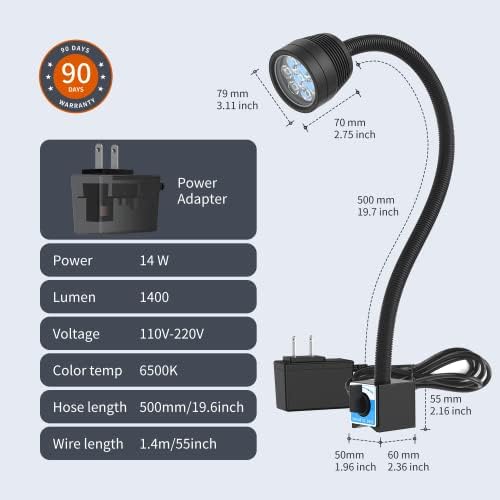 Magnetic Light, 14W Magnetic Lathe Lights, IP66 Waterproof Led Machine Lights 1400 Lumens for Lathe Lighting Milling Machine, Drill Press Lighting