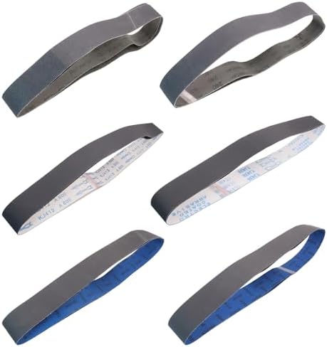 Taokyid 18 Pack 2 x 42 Inch Silicon Carbide Sanding Belts, 3 Each of 120 240 400 600 800 1000 Grits 2x42 Sander Belt For Knife Sharpening and Metalworking,2x42 Inch Sanding Belts