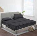JS Sanders Collection Split Head Sheet Set Cal. King Size,Dark Grey
