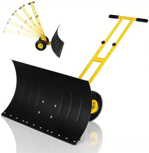 Outvita Snow Shovel with Wheels, 36" Wide 18" Long, Black & Yellow