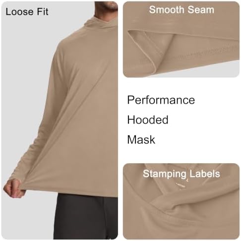 HovSiyla Mens Fishing Hoodie UV Sun Protection Shirts UPF Rash Guard Long Sleeve Shirts Hiking Performance Mesh Face Mask Top
