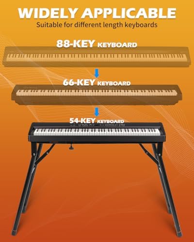 STRICH Collapsible Piano Keyboard Stand & Bench Set, Portable Digital Piano Stand for 54-88 Key Electric Pianos & X-Style Piano Bench, Music Keyboard Bench Seat, Chair, Black, SKT-01 & SPB-M10