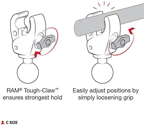 RAM MOUNTS Tough-Claw Medium Clamp Mount with C Size 1.5" Ball Base