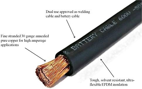 4/0 Gauge 4/0 AWG 10 Feet Black + 10 Feet Red Welding Battery Pure Copper Flexible Cable Wire - Car, Inverter, RV, Solar