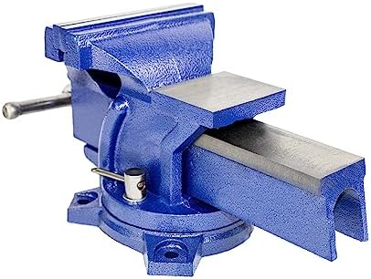 HFS(R) 4" Heavy Duty Bench Vise Anvil with 360° Swivel Locking Base Desktop Clamp - FS Blue Design