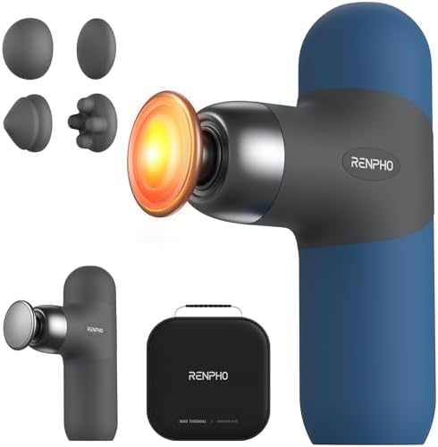 RENPHO Mini Thermal Massage Gun with Heat, Color Silicone Casing, 4 Speeds