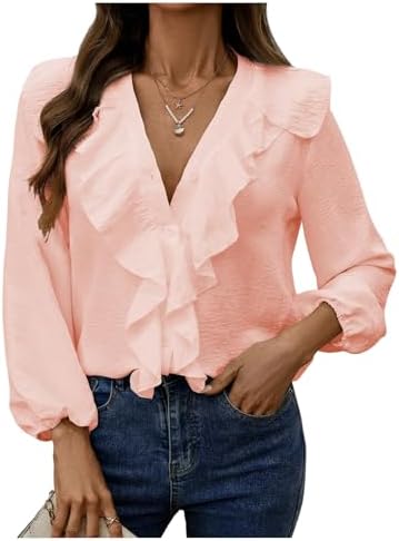 GORGLITTER Women's Ruffled Top Blouses Dressy Business Casual Outfits
