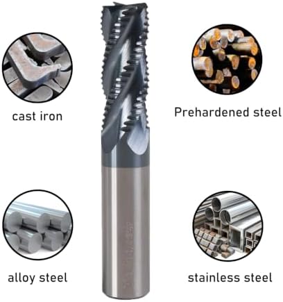 1/2" 4 Flute Roughing End Mill AlTiN Coated Carbide, 1Pcs