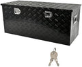 44 Inch Heavy Duty Aluminum Truck Tool Box Pick Up Truck Bed RV Trailer Toolbox Storage Organizer with Side Handle, Lock & Keys，Black,5 Bar Tread 44"(L) X18''(W) X18(H) Storage Box
