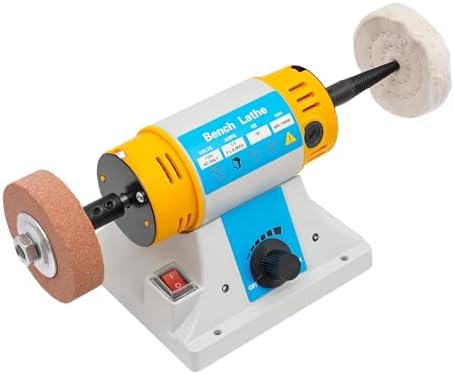 Bench Buffer Polisher, Speed Adjustable Jewelry Polisher Buffer Grinder, Benchtop Buffing & Polishing Machine for Jewelry Metal Wood Jade Knife Diamond Gold Silver Amber Leather