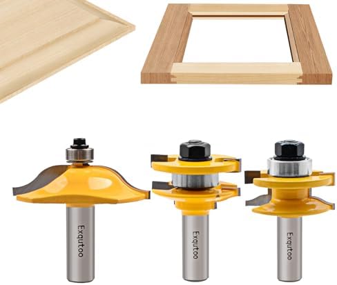 3PCS 1/2" Shank Router Bit Set, Raised Panel Cabinet Door Making Bit.