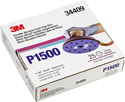 AMAPR 3M Hookit Flexible Abrasive Disc 34409, 6 in, 1500+ Grade, 25 Pack