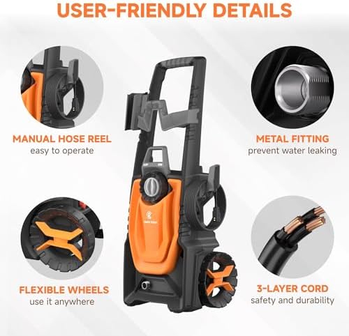 Giraffe Tools Electric Pressure Washer, 2400 PSI 2.3 GPM with 20FT Hose