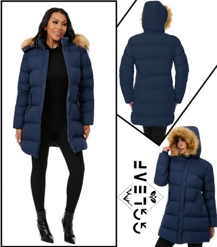 GGleaf Women's Winter Puffer Coat with Removable Fur Hood Warm Snow Jacket