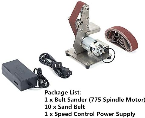 Belt Sander Electric Mini Belt Sander Grinder Polisher Sharpener Polishing Grinding Machine DIY Sand Mill Adjustable Speed Wood Sanding Tool (9000RPM Vertical 775 Motor, Adjustable Angle)