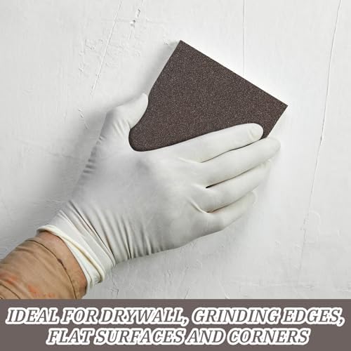 Gisafai 100 Pcs Dual Angle Sanding Sponge Bulk, 80/120 Grit Double Sided Reusable Washable Sponge Sandpaper Block for Drywall, Wood, Metal, Glass, Med/fine