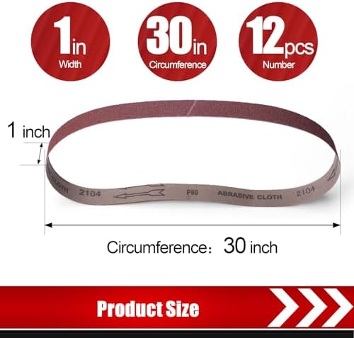 BOSHCRAFT 24 Pcs 1/2x18 Inch Sanding Belts, Replacement Knife Sharpener Sanding Belt Kit for Work Sharp Knife Tool Sharpener 60/80/120/180/240/400 Assorted Grits Sanding Belts for Belt Sander