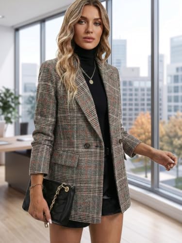 Mina Self 2026 Women's Fall Plaid Blazer Houndstooth Jacket Business Casual
