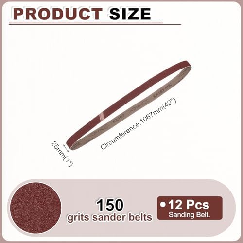 HARFINGTON 1 x 42 Inch Sanding Belts, 12 Pcs 150 Grits Aluminum Oxide