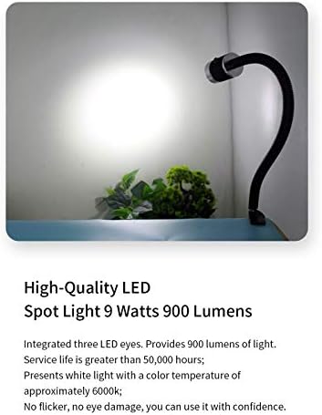 Gooseneck LED Light, Clamp Gooseneck Light 900 Lumen 120 Volt Fixed with C Clamp Industrial Work Lamp for Machine Tools and Lathe