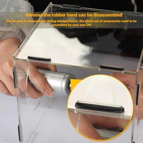 Acrylic Enclosed Grinding Dust Box with 2 Holes, Highly Transparent Rectangle Table Polisher Dust Box, Easy to Install for Polishing, Sanding, Engraving
