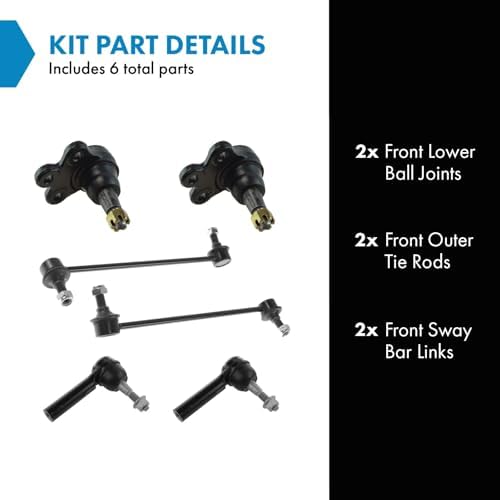 TRQ Front Steering & Suspension Kit Ball Joint Sway Bar Stabilizer Link Tie