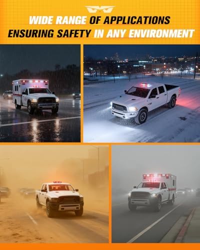 LUMENIX 56 LED Red White Rooftop Beacon Strobe Light Bar for Trucks